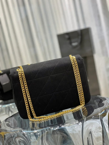 YSL Jamie Medium Chain Bag Black Carré Rive Gauche 24×15.5×6.5cm
