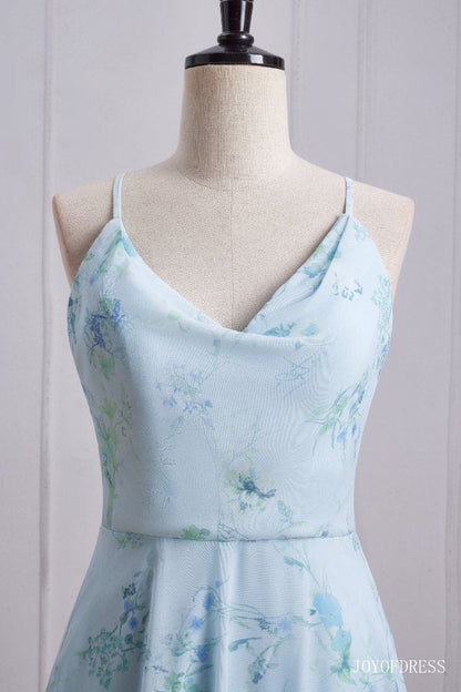 Floral Print A-Line Criss Cross Back Bridesmaid Dress