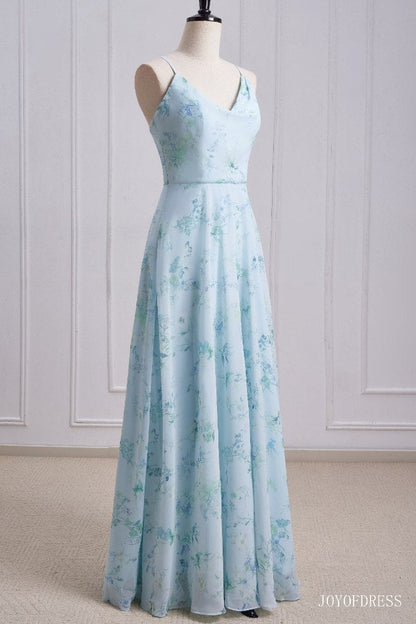 Floral Print A-Line Criss Cross Back Bridesmaid Dress