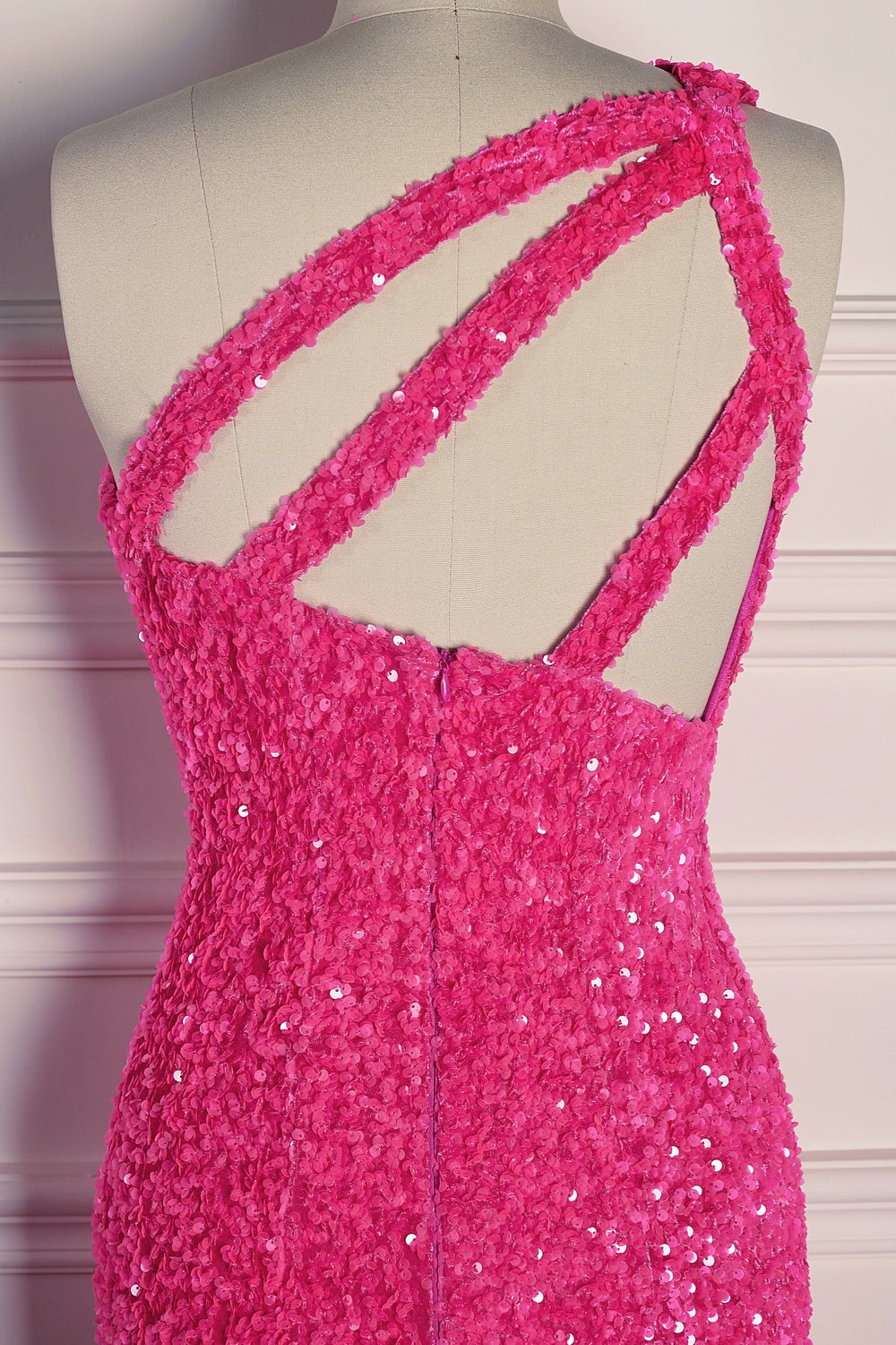 Casual Sequin One Shoulder Mermaid Prom Party Dress With Slit