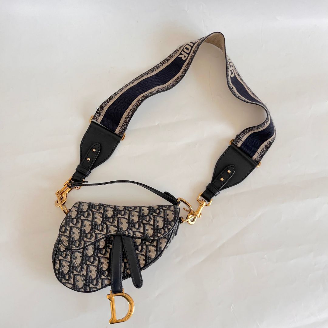 Dior oblique mini saddle bag with crossbody strap