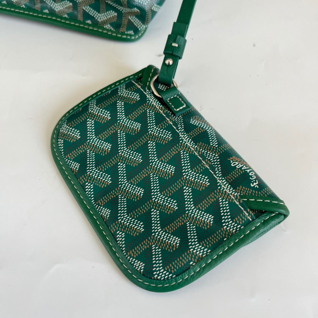 Goyard Green Anjou Mini Tote Bag Silver Hardware