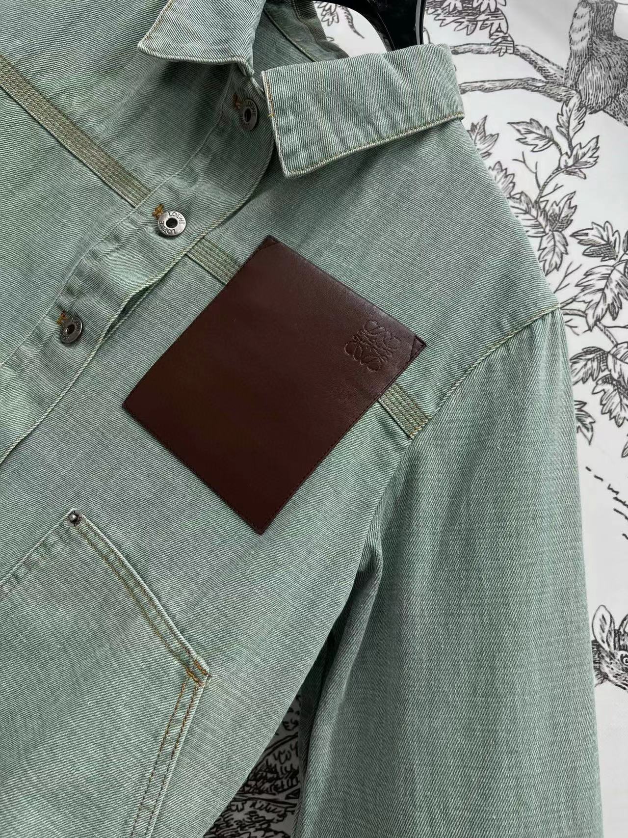 Loewe Jacket in Khaki Green Denim Cotton