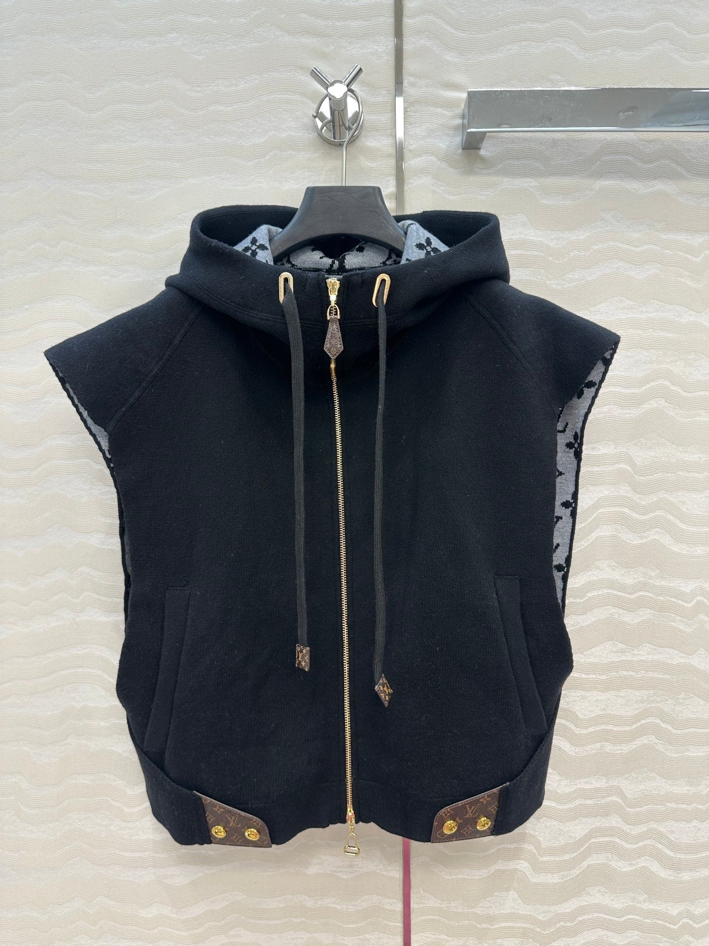 LV 25FW Double Face Open Arm Jacket Black Wool