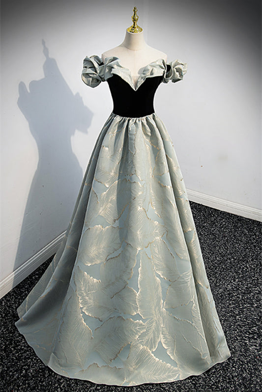 Ruffle Off-Shoulder A-Line Two Tone Empire Party Prom Dress