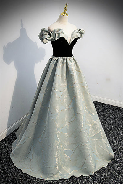 Ruffle Off-Shoulder A-Line Two Tone Empire Party Prom Dress