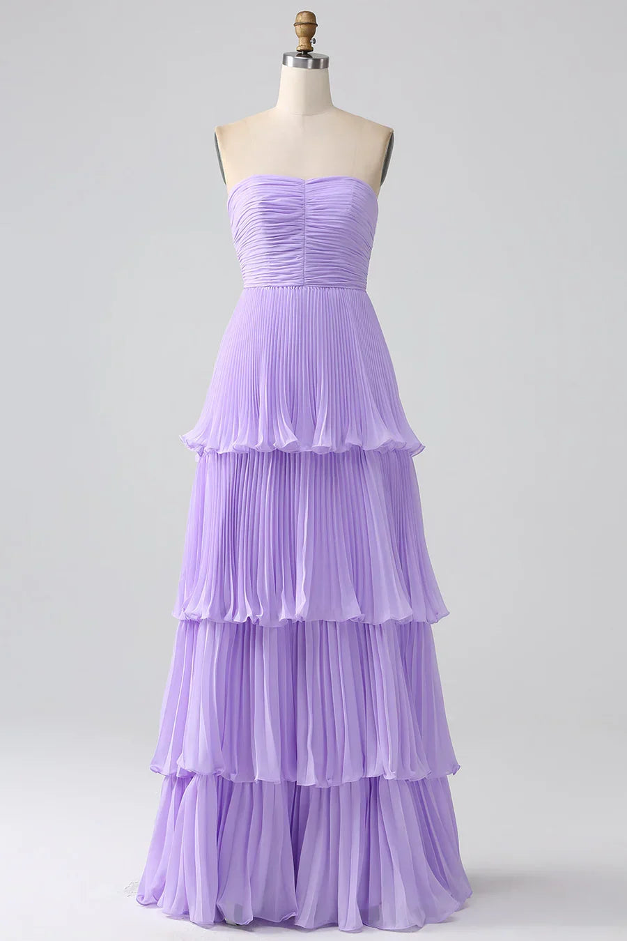 Hunter Green Strapless A-line Layers Long Prom Dress