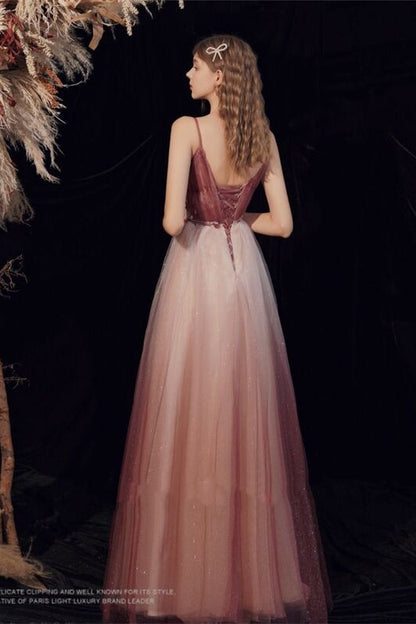 Bateau Open Back Tulle A-Line Empire Appliques Party Prom Dress