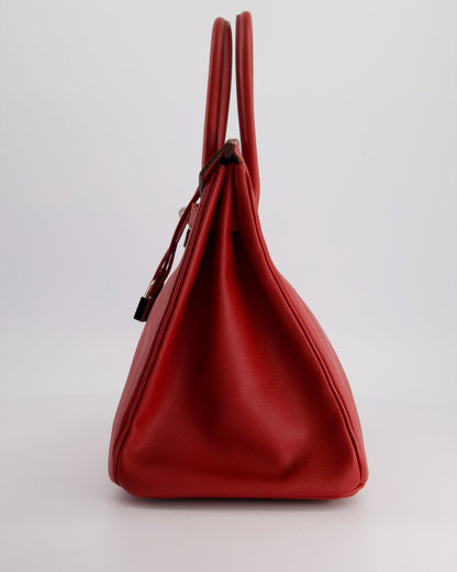 Hermès Birkin Retourne Bag 35cm in Rouge Casaque Epsom Leather with Palladium Hardware
