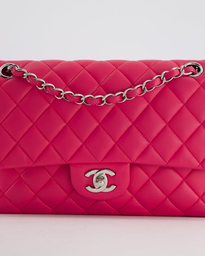 Chanel Hot Barbie Pink Medium Classic Double Flap Bag in Lambskin Leather with  Silver Hardware