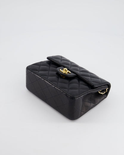 Chanel Vintage Black Mini Square Bag in Lambskin Leather with 24k Gold Hardware
