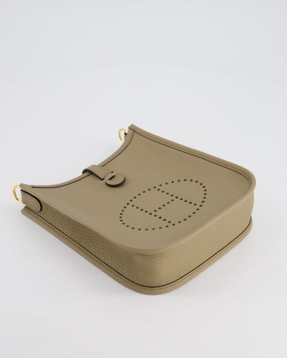 *HOT* Hermès Mini Evelyne Bag in Beige Marfa Clemence Leather with Gold Hardware