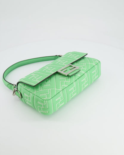 *Limited Edition* Fendi 2023 Green Edamame Leather Baguette Bag with Silver Hardware