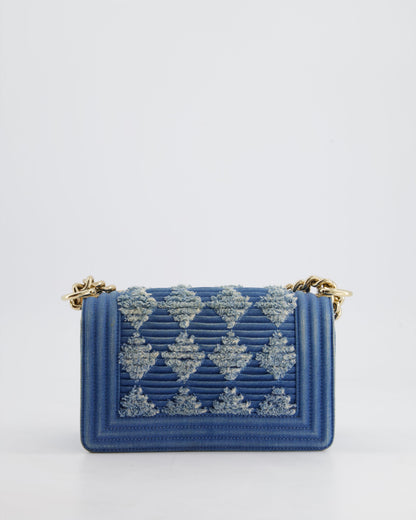 *HOT* Chanel Blue Small Boy Bag in Denim with Champagne Gold Hardware