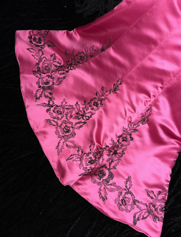 Charming Hot Pink strapless Satin Mermaid Long Wedding Guest Dress Formal Evening Dress SP1427