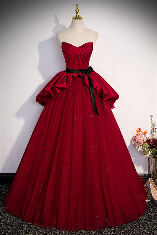 Red Off-Shoulder Empire Sparkly Tulle A-Line Prom Dress