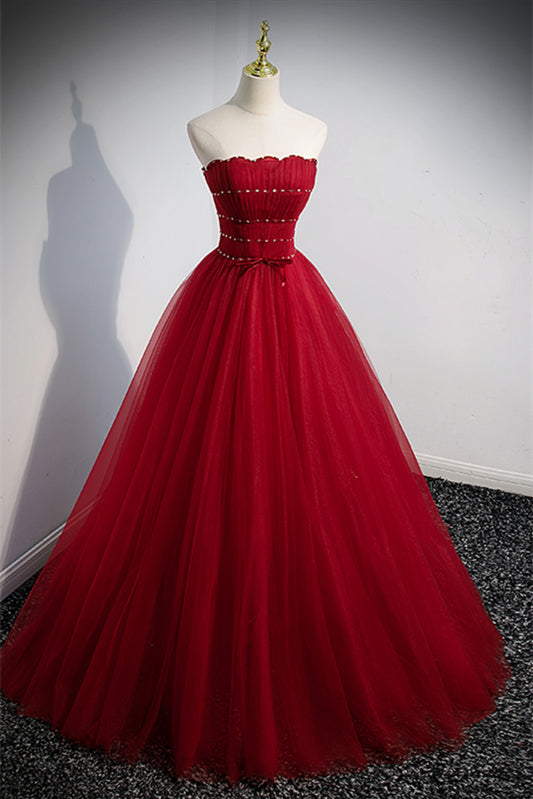 Sparklt Tulle A-Line Short Sleeves Long Formal Prom Dress