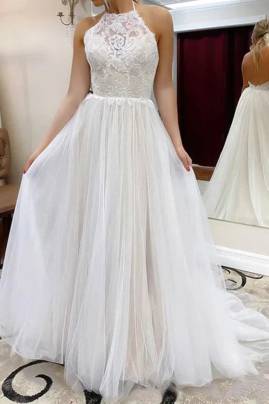 Round Sleeveless Empire Open Back Two Tone Wedding Dress