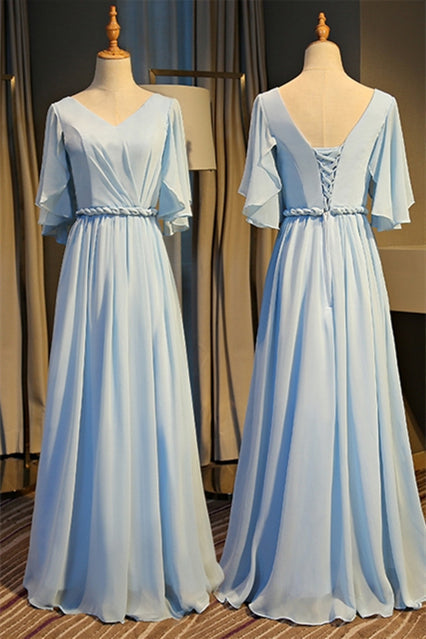 Light Sky Blue Chiffon Mismatched Bridesmaid Dresses