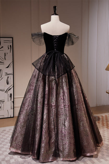 Black Off-the-Shoulder Beaded Long Prom Dress