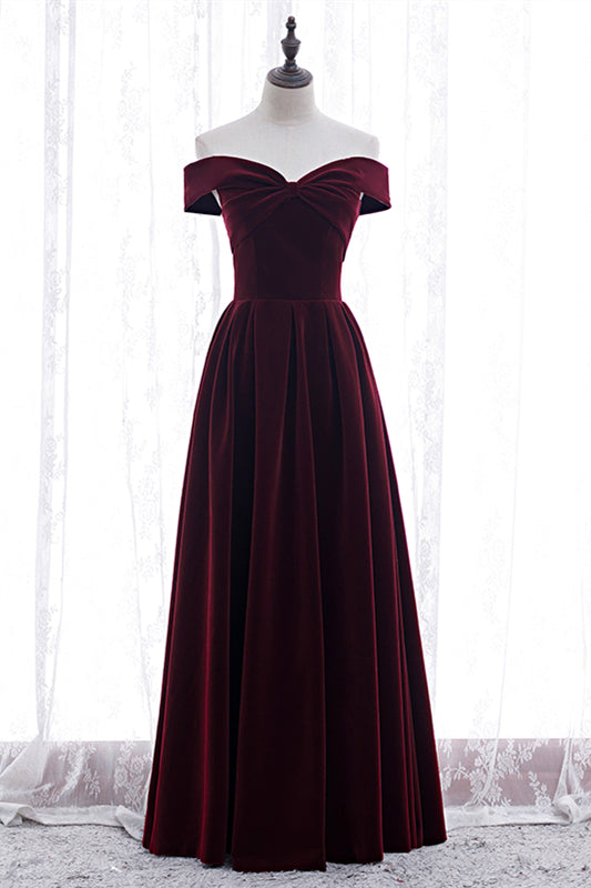 Elegant Velvet A-Line Off-Shoulder Empire Party Prom Dress