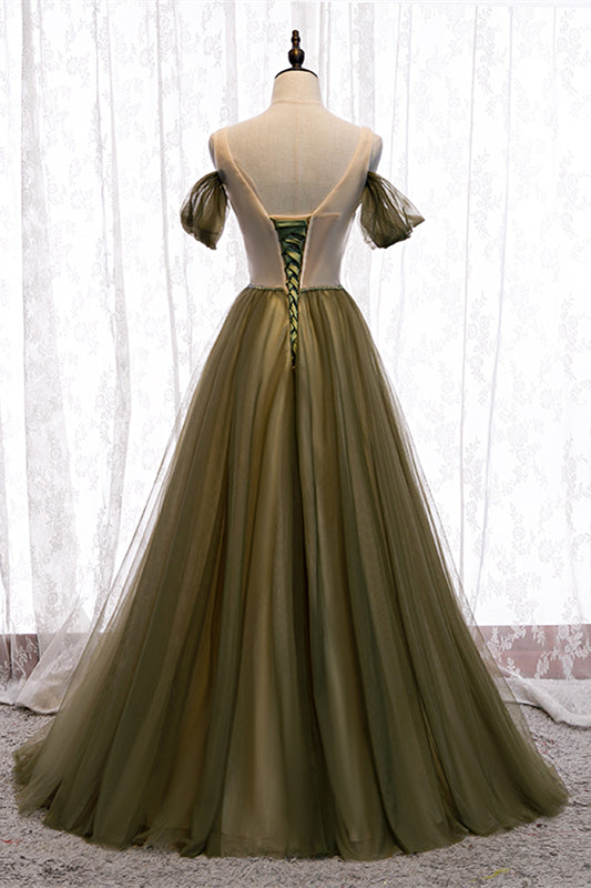 Chic Tulle A-Line Sweetheart Off-Shoulder Long Party Prom Dress