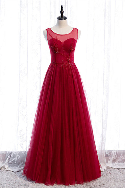 Round Sleeveless A-Line Empire Appliques Party Prom Dress