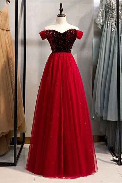 Off-Shoulder Empire A-Line Sweetheart Long Party Prom Dress