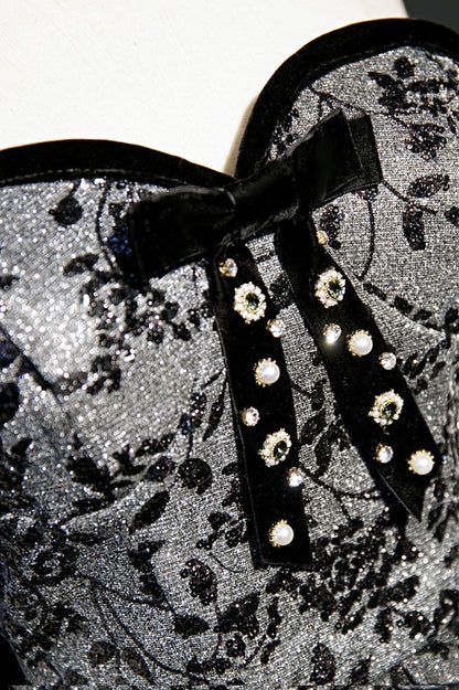 Sparkly Black Prints Beaded Tulle Homecoming Dress