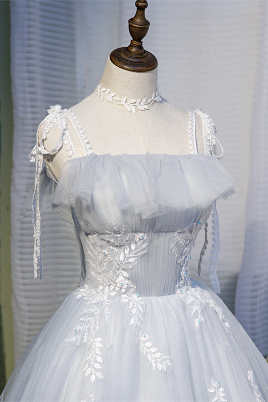 Light Grey 3 Styles Appliques Tulle Homecoming Dress
