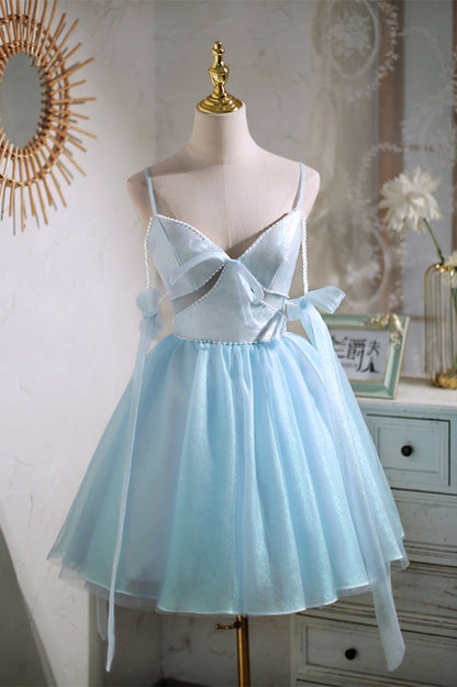 Black Beaded Cut-Out Bow Tie Straps Homecoming Dress
