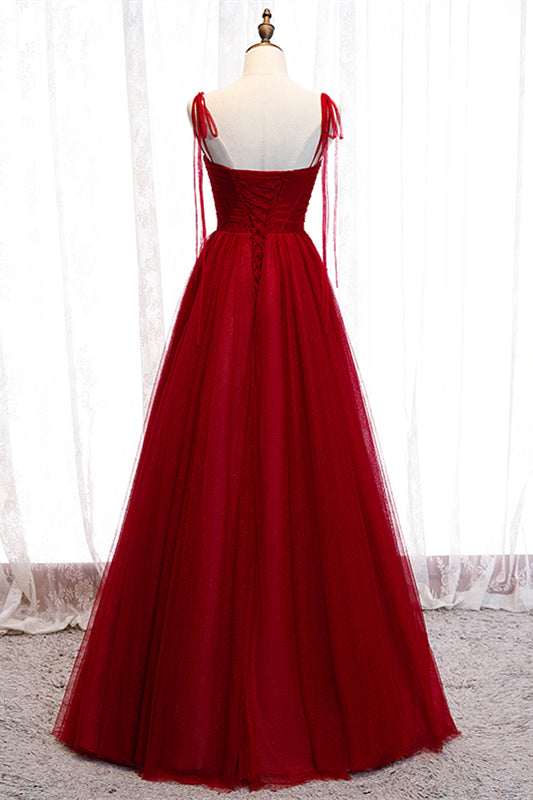 Pretty Tulle A-Line Sweetheart Straps Empire Red Party Dress