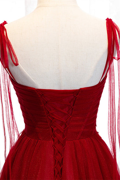 Pretty Tulle A-Line Sweetheart Straps Empire Red Party Dress