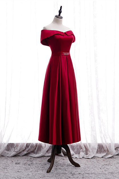 Elegant Satin A-Line Off-Shoulder Maxi Party Prom Dress