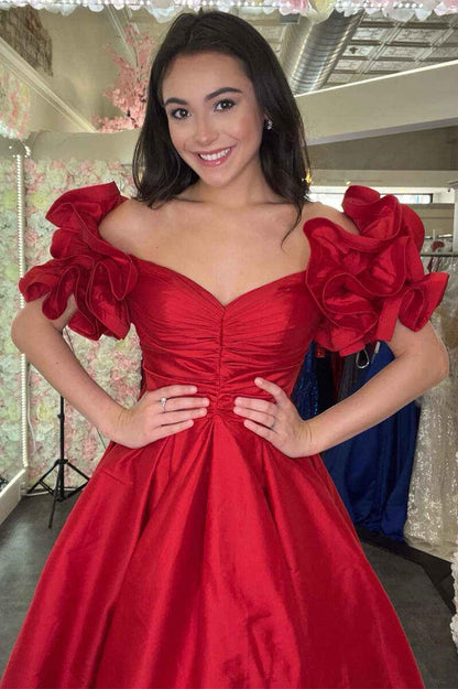 Satin A-Line Empire Long Party Prom Dress