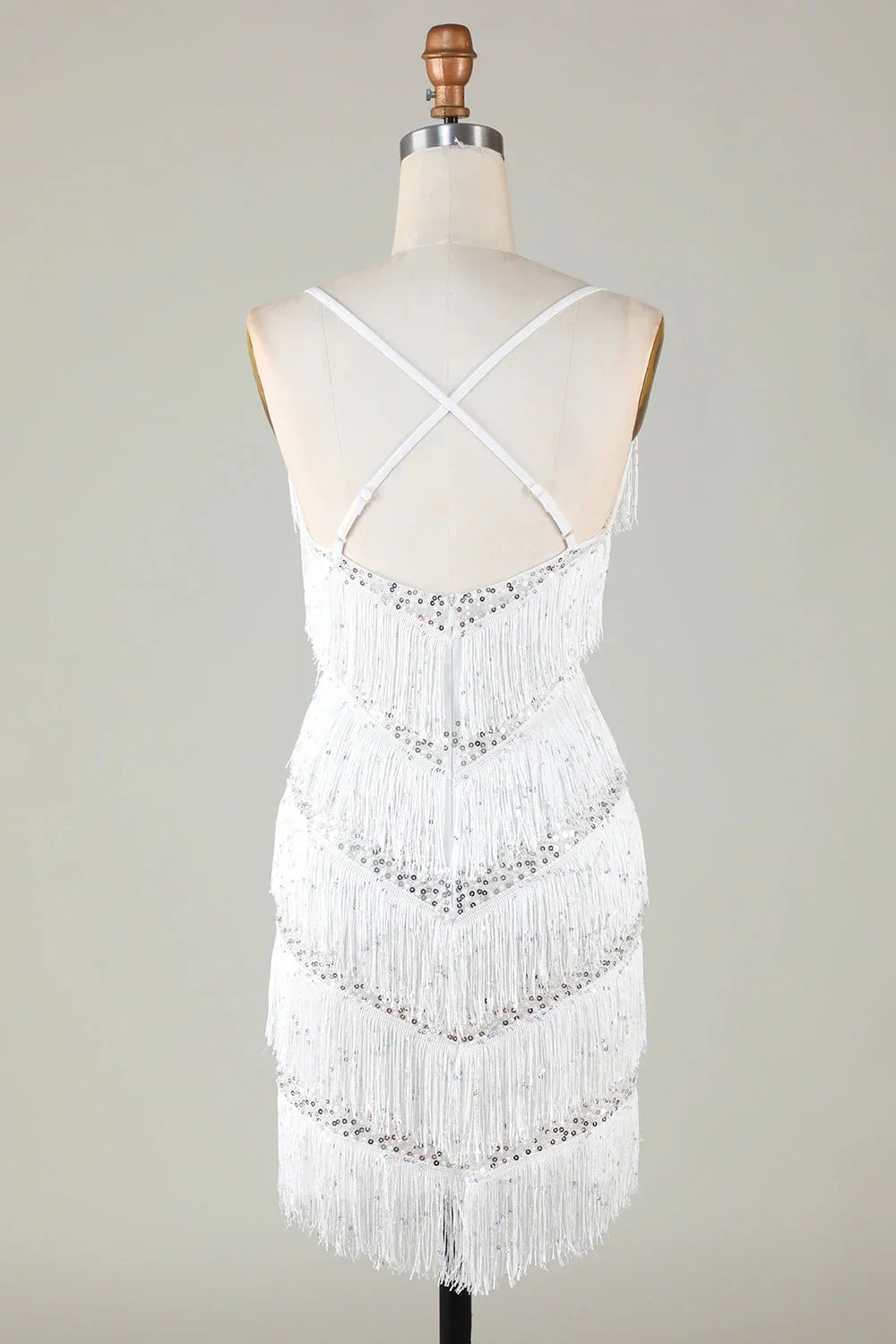 Sexy Glitter V-Neck Sleeveless Empire Beaded Fringed Homecoming Dress