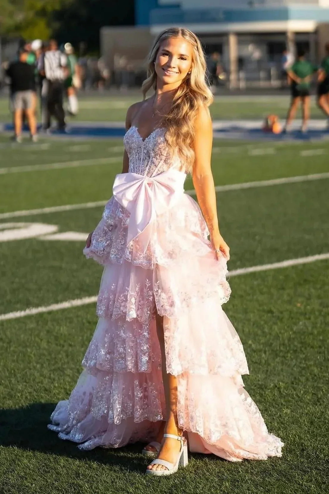 Sexy Lace A-Line Sweetheart Sleeveless With Side Slit Prom Dress