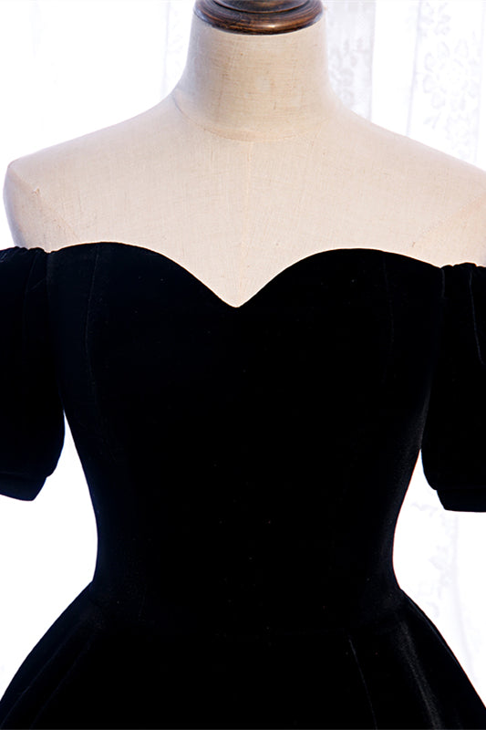 Sweetheart Off-Shoulder Velvet A-Line Midi Party Evening Dress