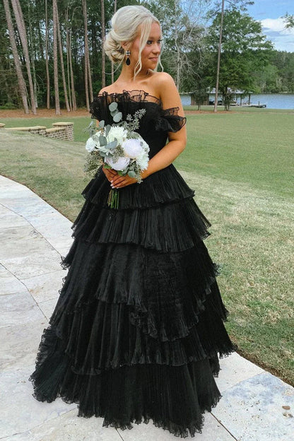 Strapless Empire Tiered With Train Chic Prom Dress
