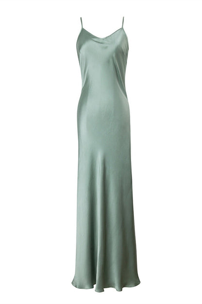 Straps Dark Green Tea Length Dress