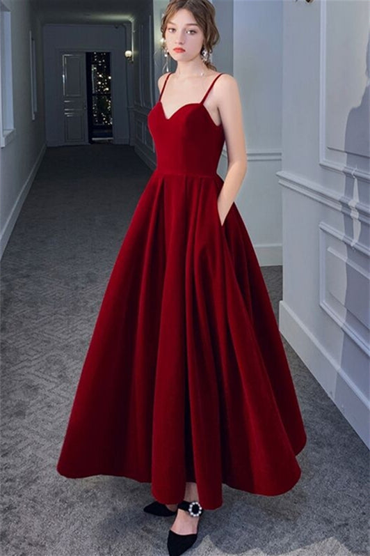 Sweetheart A-Line Empire Backless Velvet Party Prom Dress