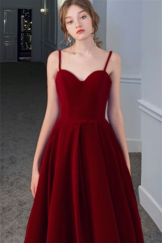 Sweetheart A-Line Empire Backless Velvet Party Prom Dress