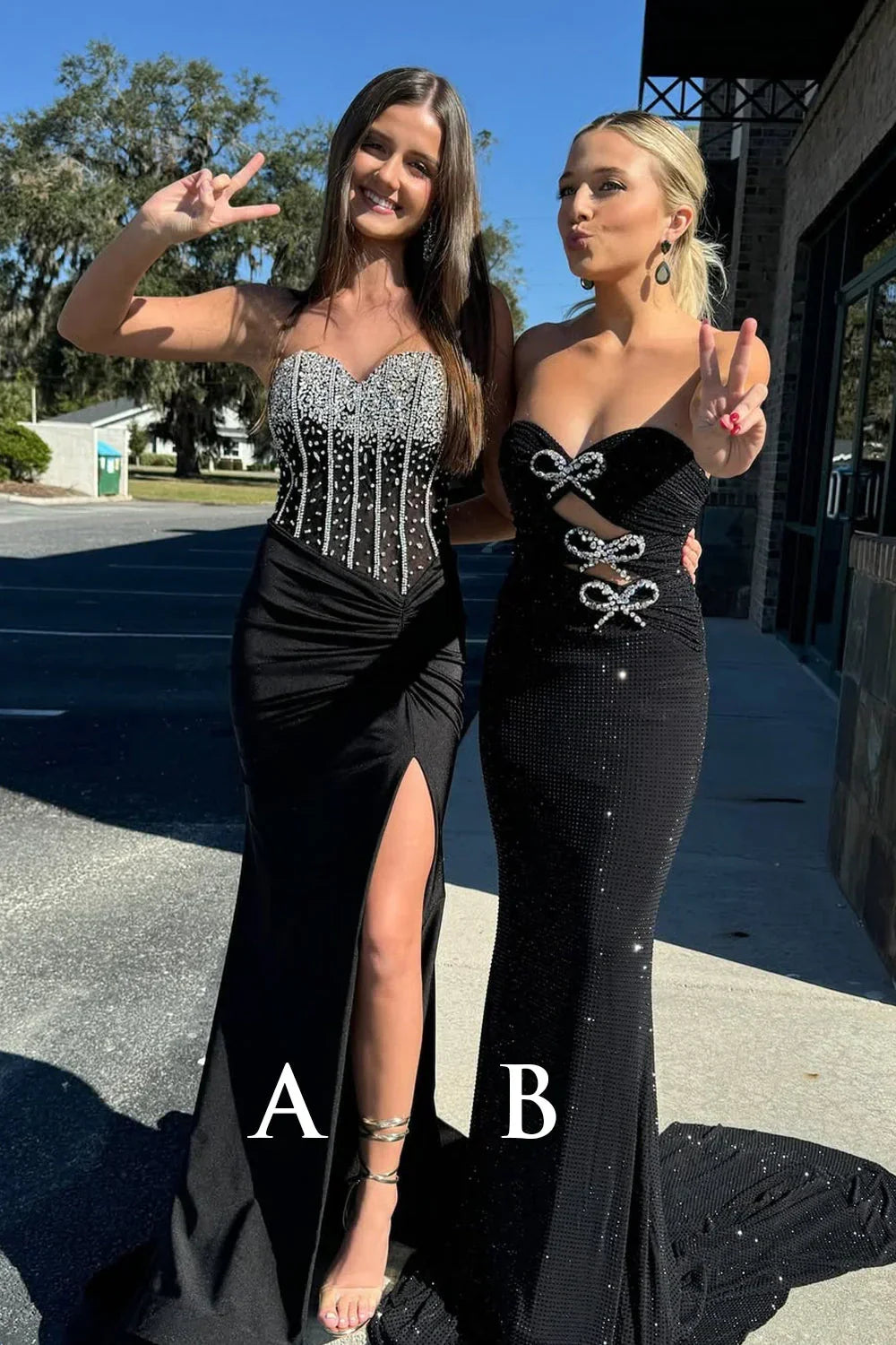 Sweetheart Strapless Mermaid Long Party Prom Dress With Slit