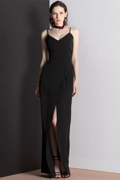 Tight Black Wrap Dress with Slit