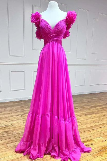 Tulle A-Line V-Neck Sleeveless Lace Up Prom Dress
