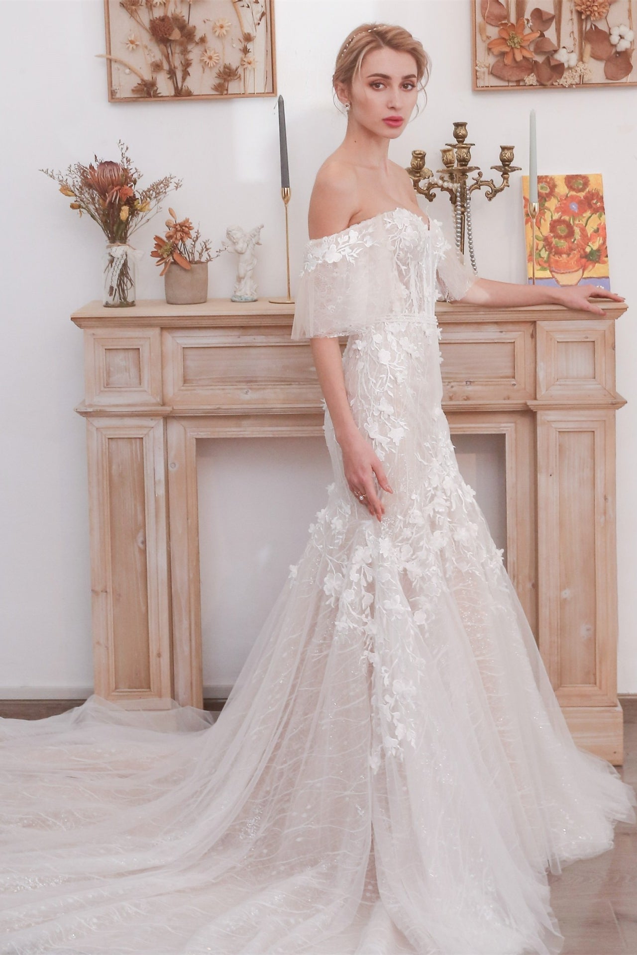 Luxury Off the Shoulder Mermaid Wedding Dress
