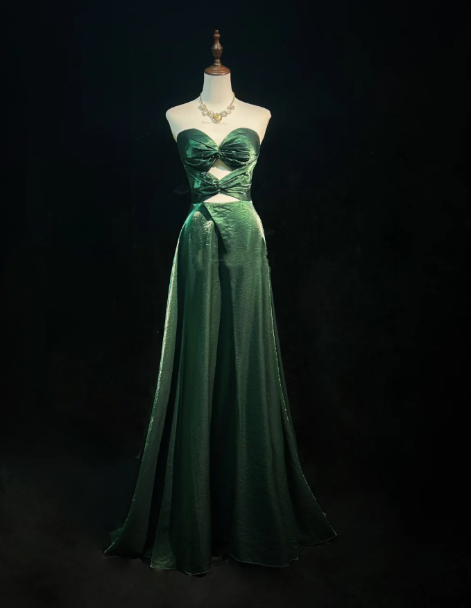 Vintage Sweetheart Neck Dark Green Satin Mermaid Party Dress Long Wedding Guest Dress SP1858