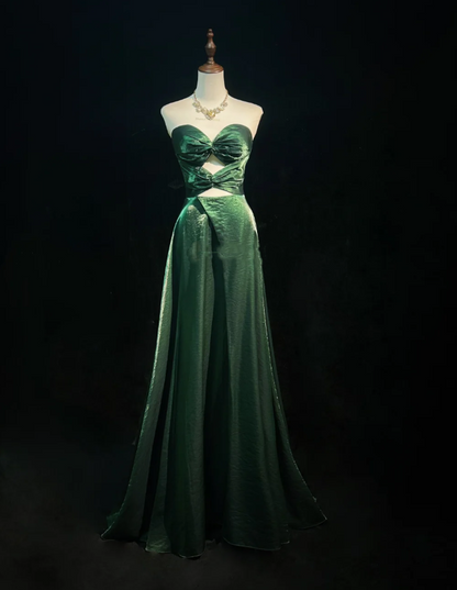 Vintage Sweetheart Neck Dark Green Satin Mermaid Party Dress Long Wedding Guest Dress SP1858