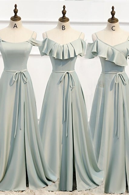 A-line Slip Mismatched Bridesmaid Dresses