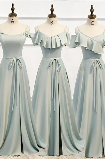 A-line Slip Mismatched Bridesmaid Dresses